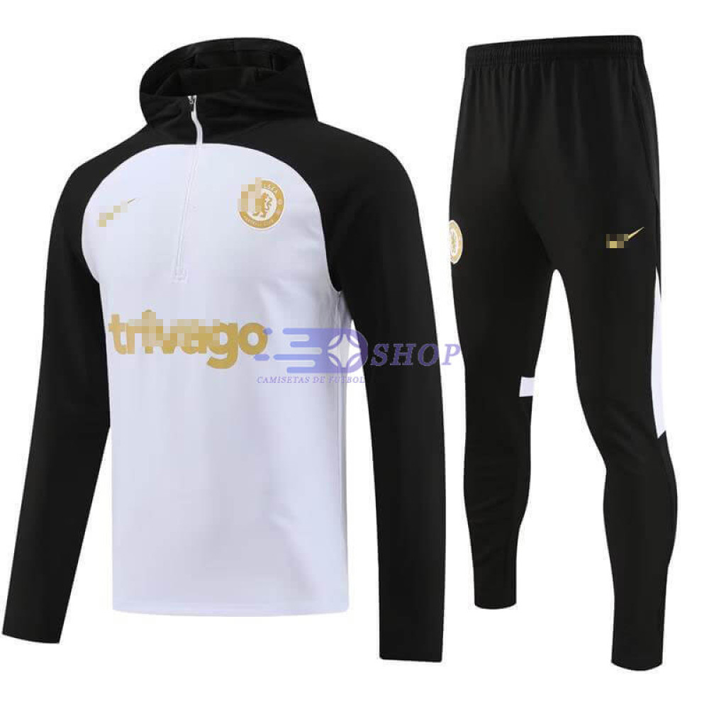 Sudadera de Entrenamiento Con Capucha Chelsea Blanco/Negro 2023/2024 Kit