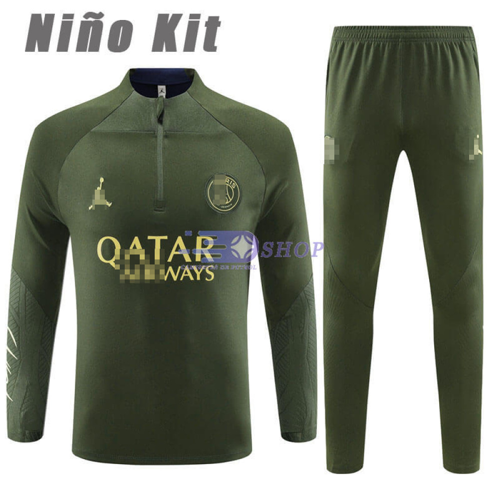 Sudadera de Entrenamiento PSG Verde 2023/2024 Niño Kit