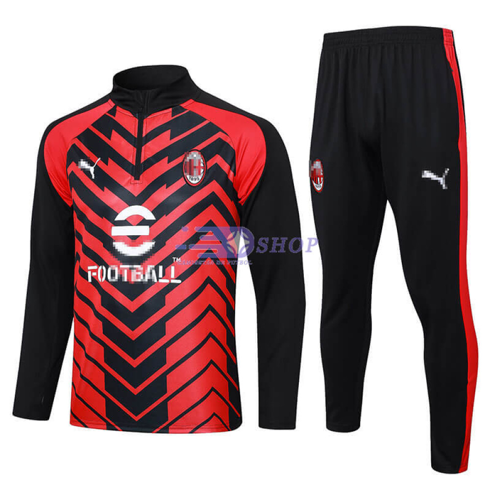 Sudadera de Entrenamiento AC Milan Negro/Rojo 2023/2024 Kit