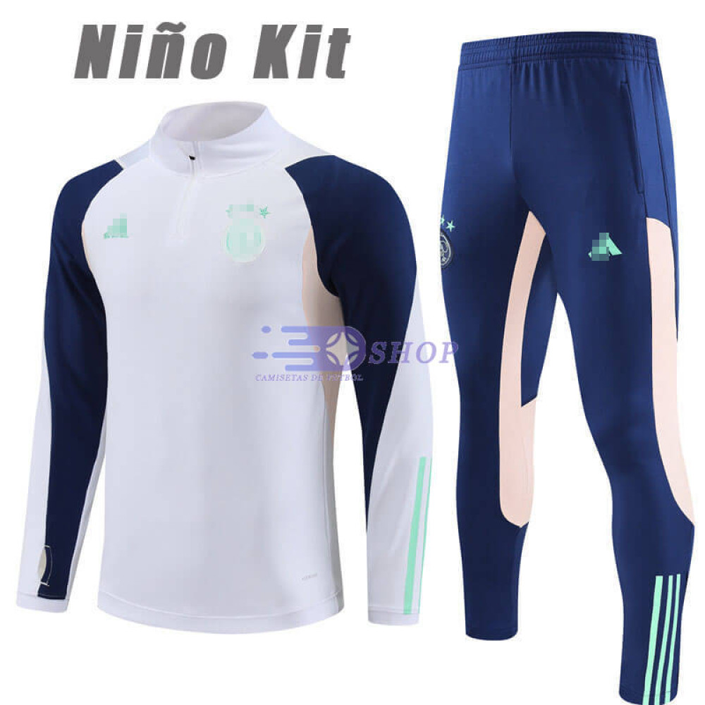 Sudadera de Entrenamiento Ajax de Ámsterdam Blanco/Azul 2023/2024 Niño Kit