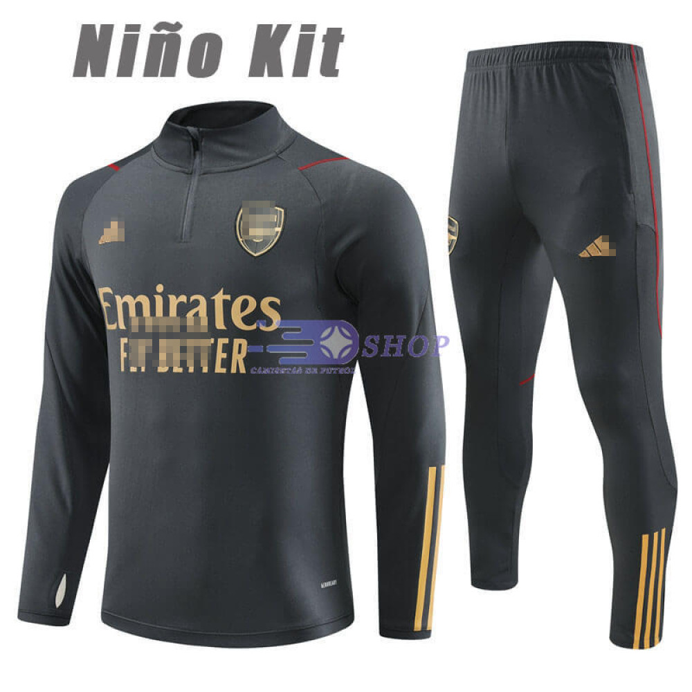 Sudadera de Entrenamiento Arsenal Gris Oscuro 2023/2024 Niño Kit
