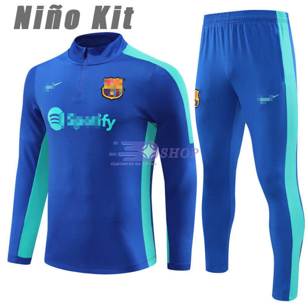 Sudadera de Entrenamiento Barcelona Azul 2023/2024 Niño Kit