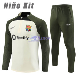Sudadera de Entrenamiento Barcelona Beige/Verde 2023/2024 Niño Kit