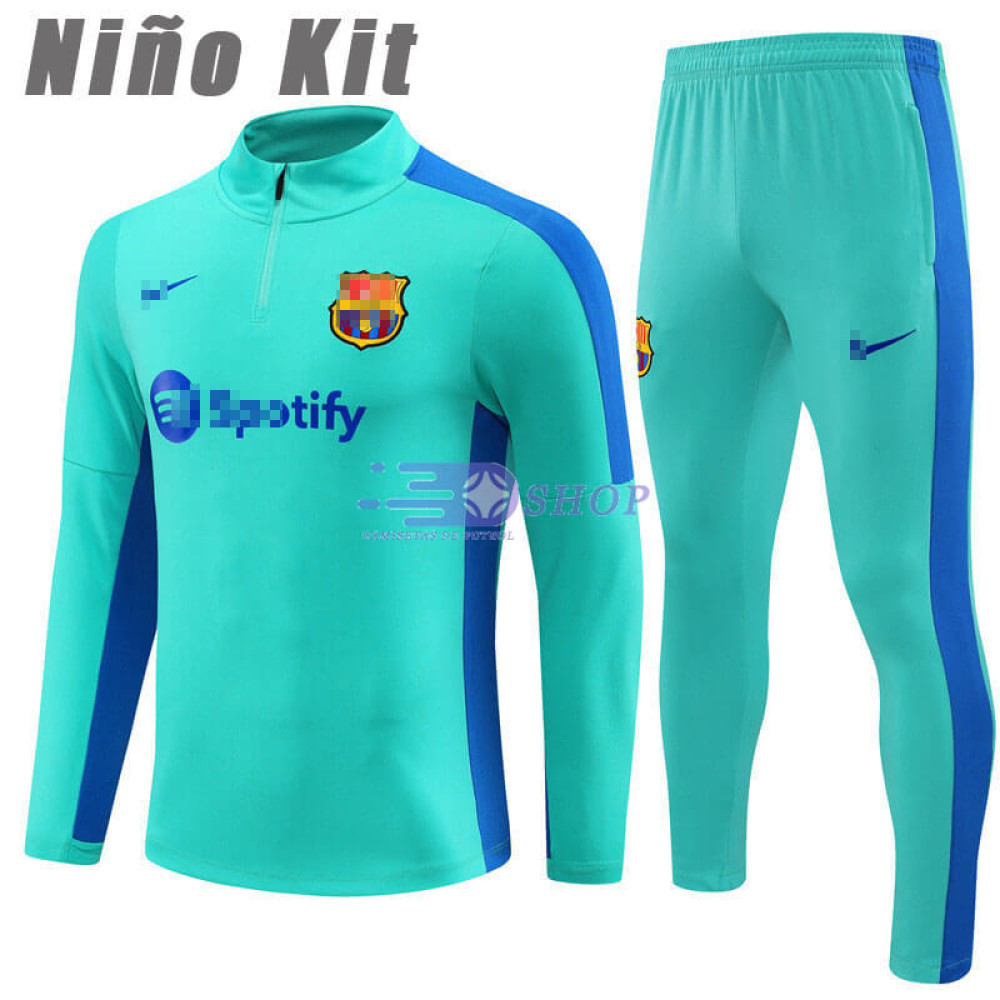 Sudadera de Entrenamiento Barcelona Turquesa 2023/2024 Niño Kit