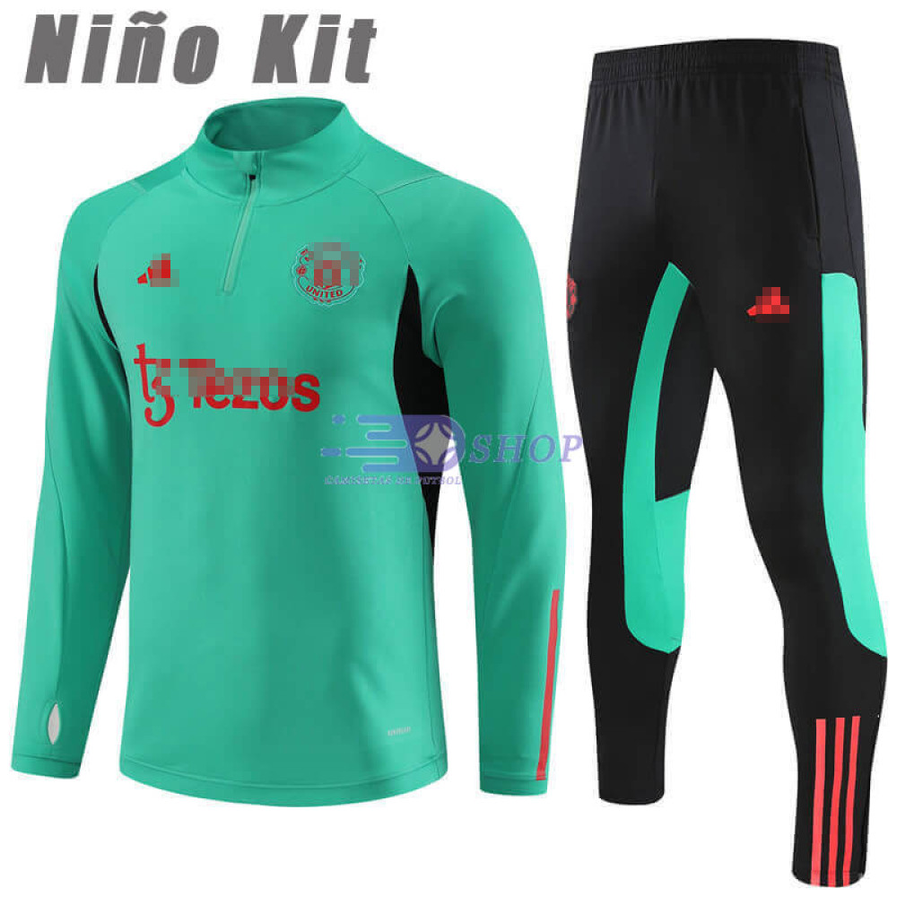 Sudadera de Entrenamiento Manchester United Verde 2023/2024 Niño Kit