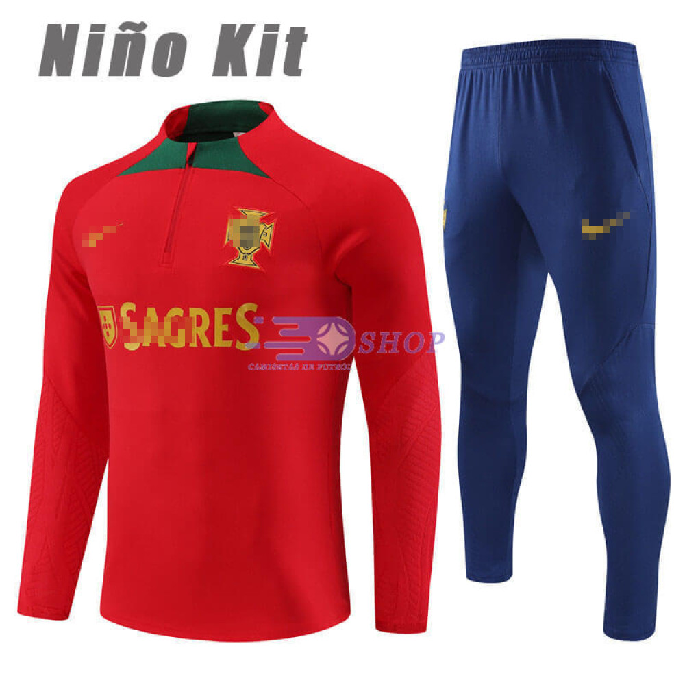 Sudadera de Entrenamiento Portugal Rojo 2023 Niño Kit