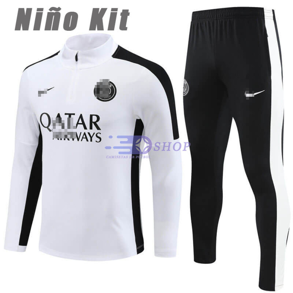 Sudadera de Entrenamiento PSG Blanco/Negro 2023/2024 Niño Kit