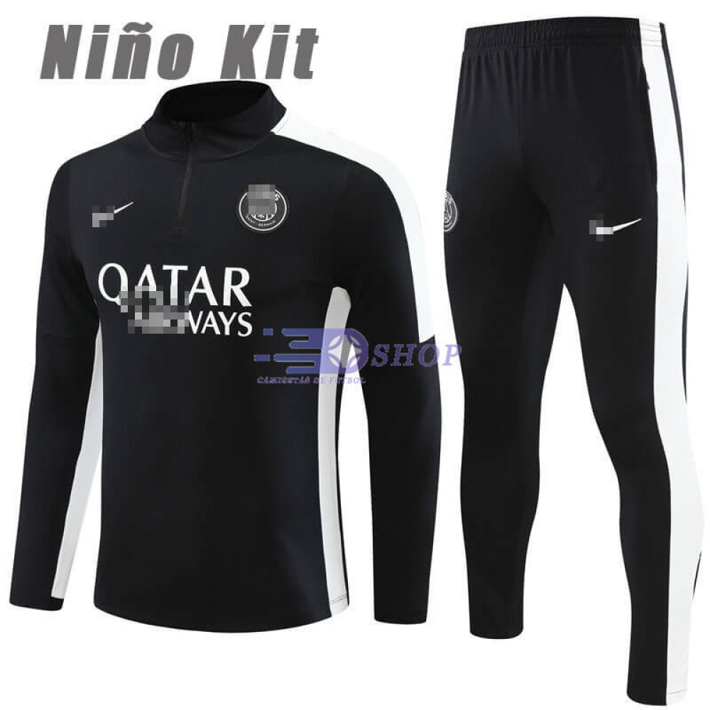 Sudadera de Entrenamiento PSG Negro/Blanco 2023/2024 Niño Kit
