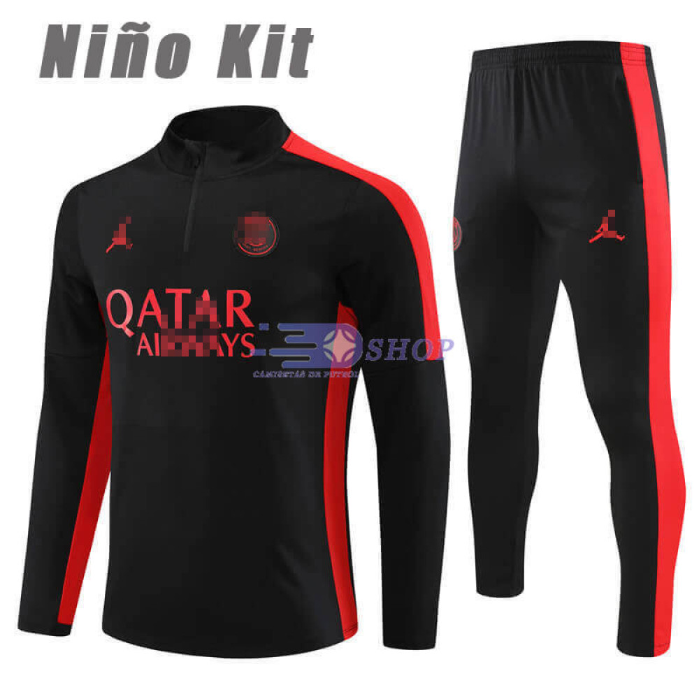 Sudadera de Entrenamiento PSG Negro/Rojo 2023/2024 Niño Kit