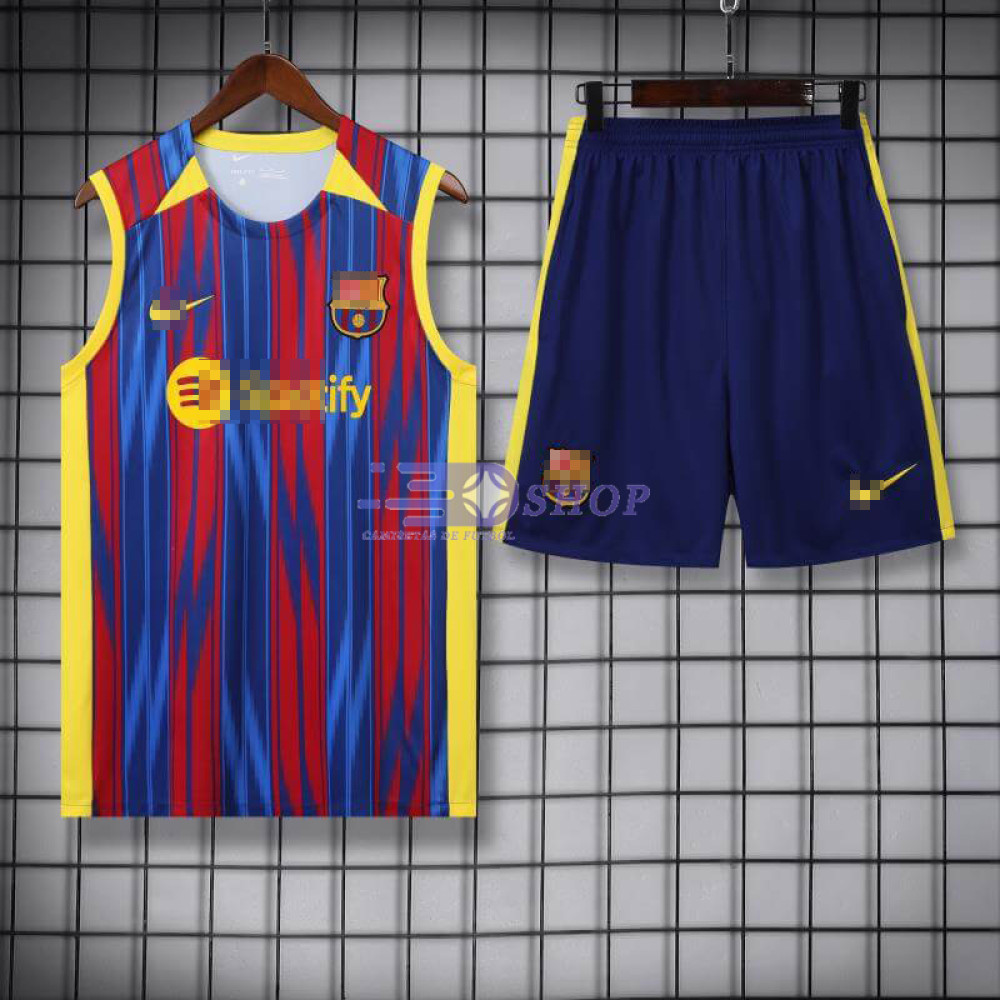 Camiseta de Entrenamiento Barcelona Sin Mangas Azul/Rojo 2023/2024 Kit