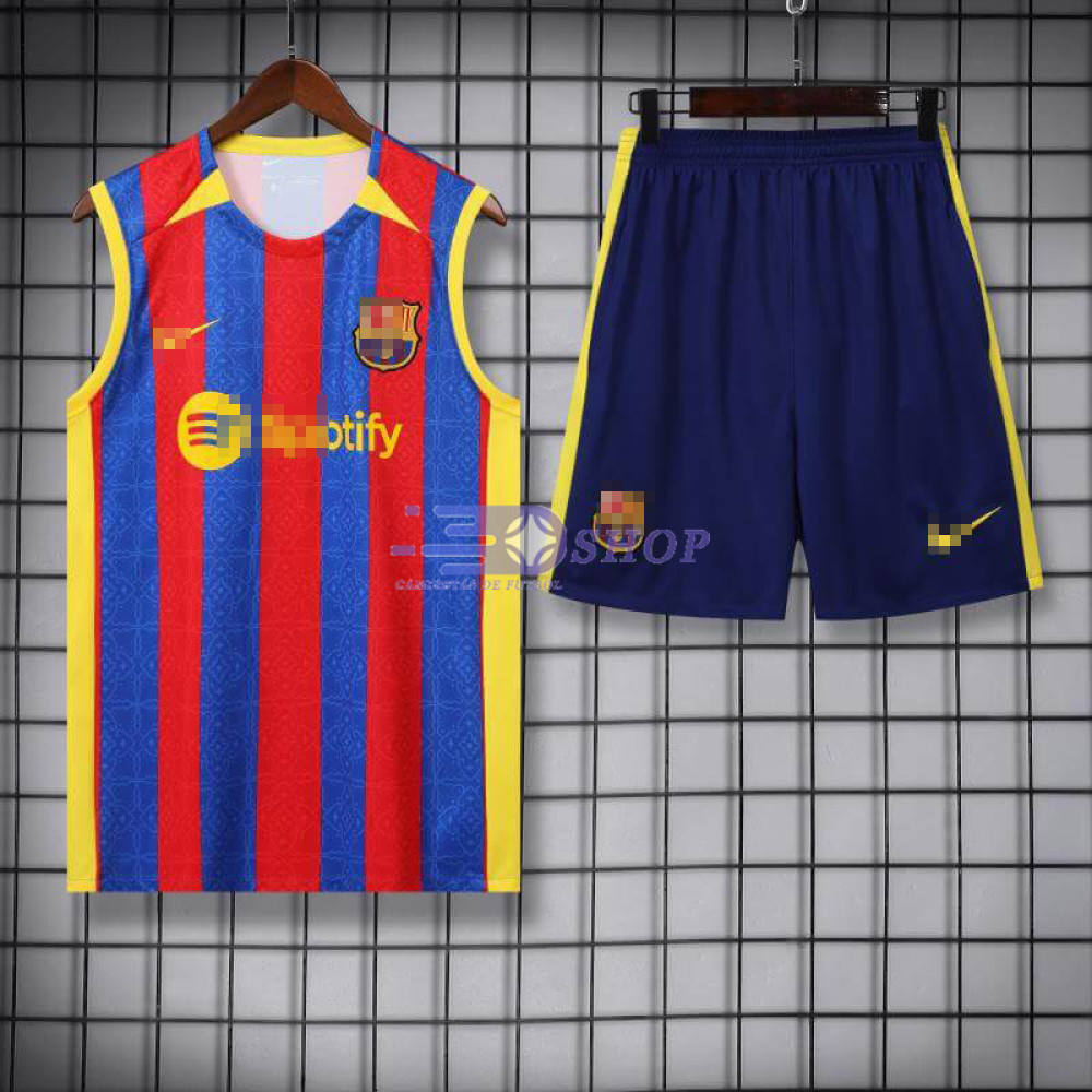 Camiseta de Entrenamiento Barcelona Sin Mangas Rojo/Azul/Amarillo 2023/2024 Kit