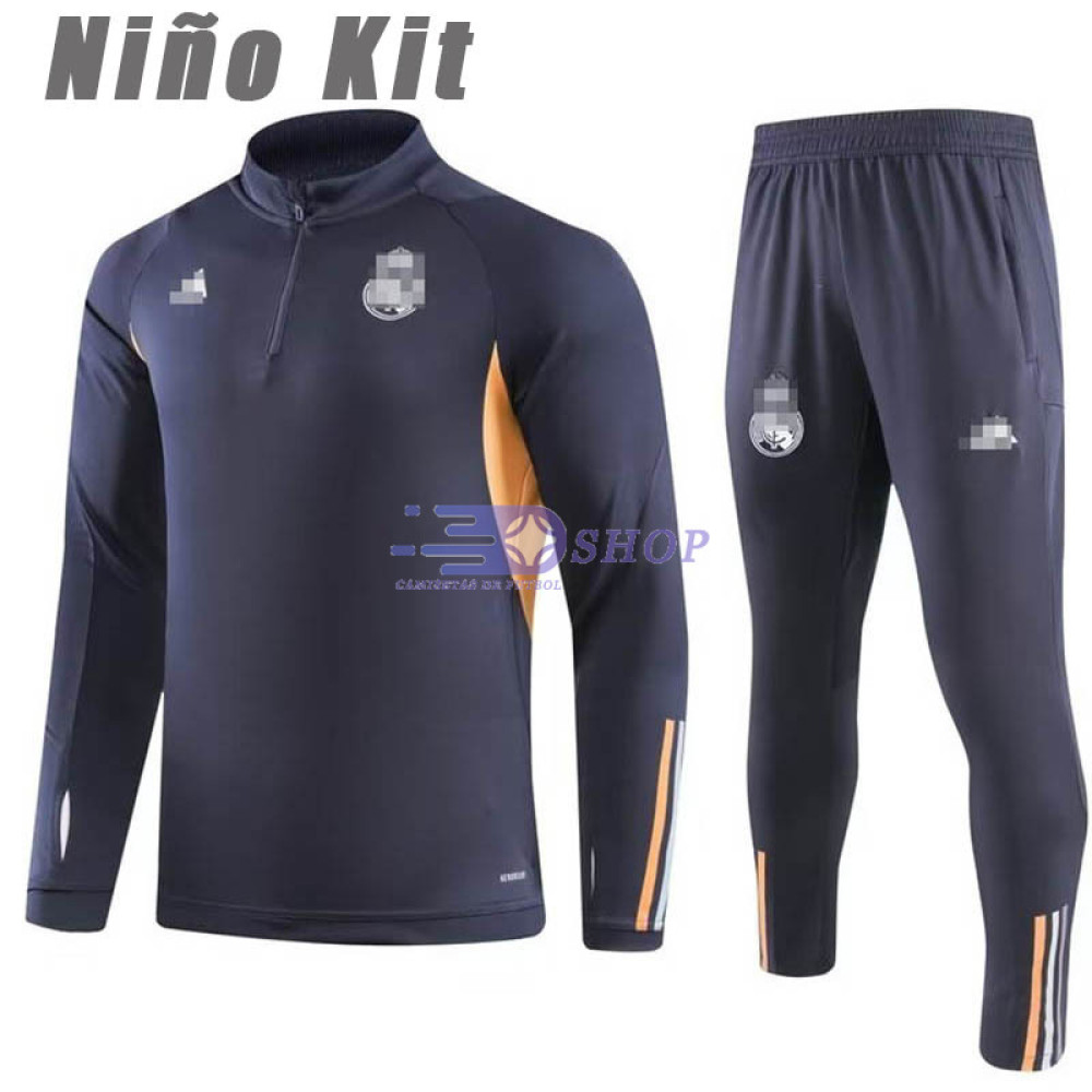 Sudadera de Entrenamiento Real Madrid Azul Marino/Naranja 2023/2024 Niño Kit