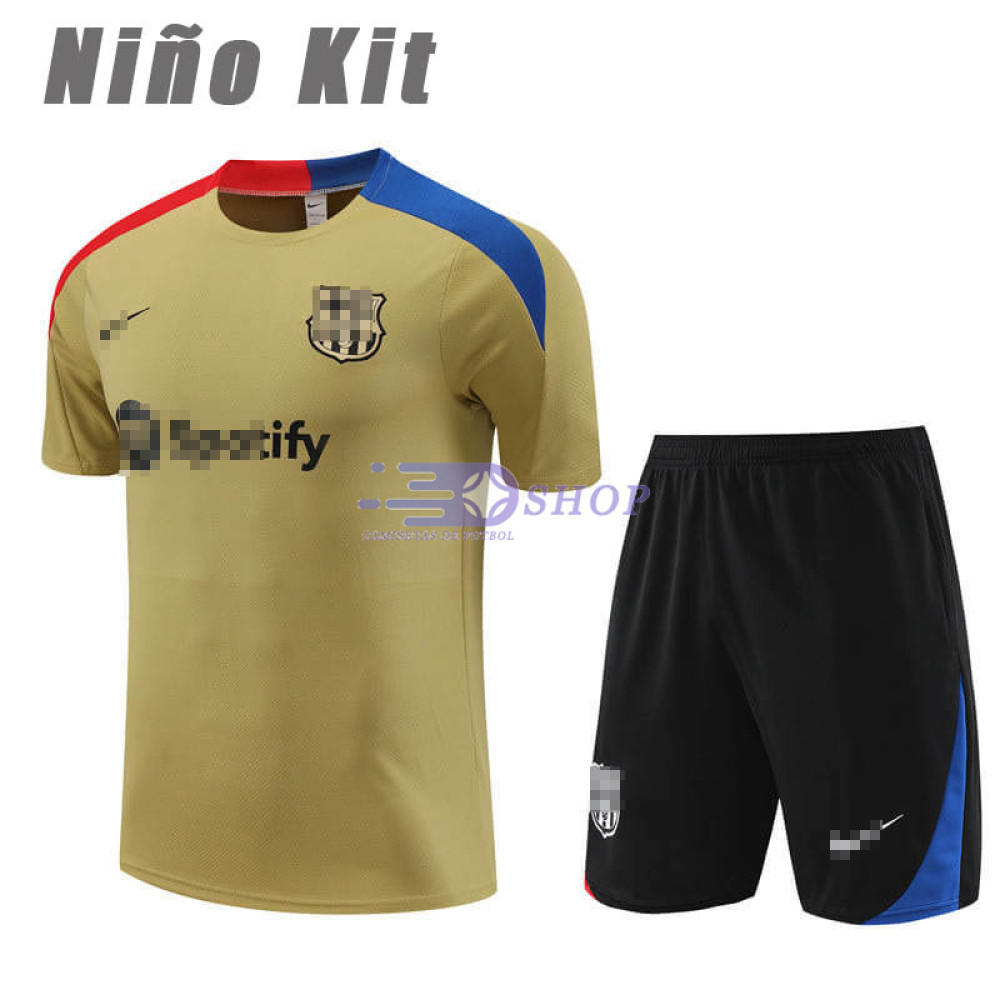 Camiseta de Entrenamiento Barcelona Dorado 2023/2024 Niño Kit