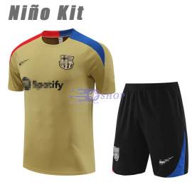 Camiseta de Entrenamiento Barcelona Dorado 2023/2024 Niño Kit