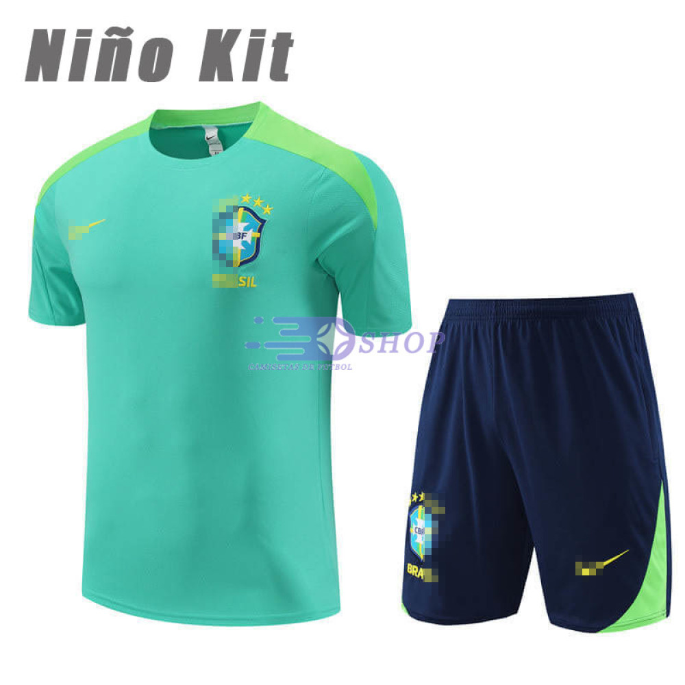 Camiseta de Entrenamiento Brasil Verde 2023 Niño Kit