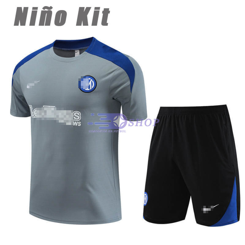 Camiseta de Entrenamiento Inter De Milan Gris Oscuro 2023/2024 Niño Kit