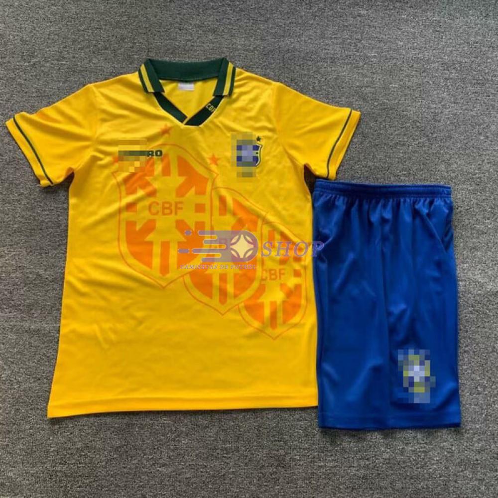 Camiseta Brasil 1994 1ª Equipación Retro Niño Kit