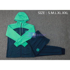 Chandal Con Capucha Barcelona Azul Marino/Verde 2023/2024