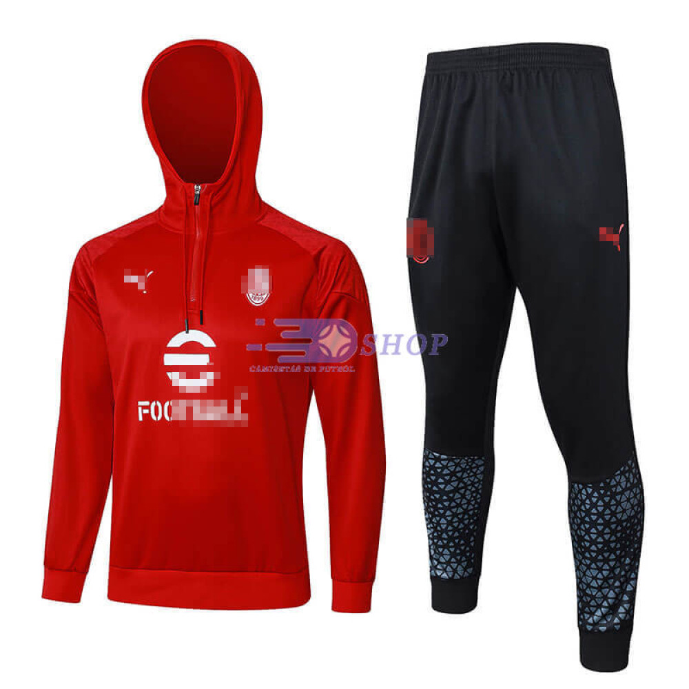 Sudadera De Entrenamiento Con Capucha AC Milan Rojo 2023/2024 Kit