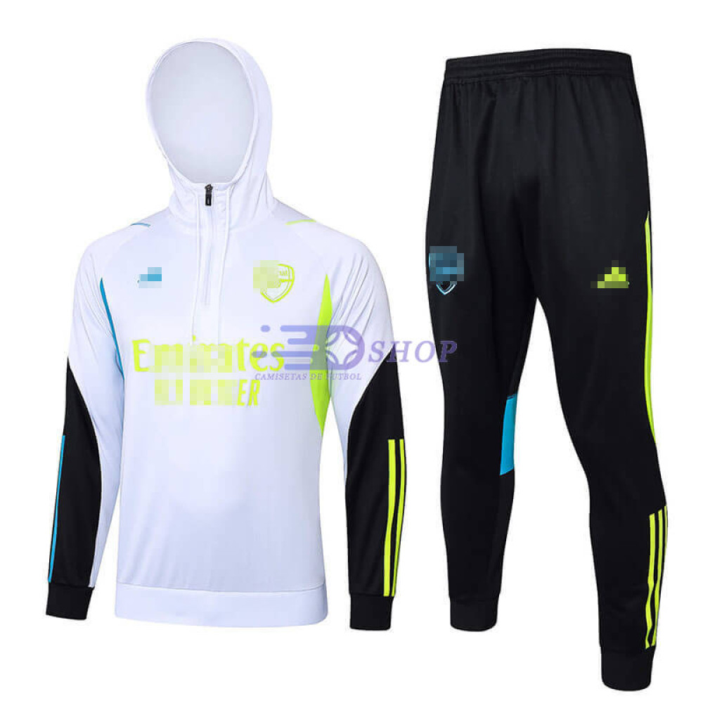 Sudadera De Entrenamiento Con Capucha Arsenal Blanco/Negro 2023/2024 Kit