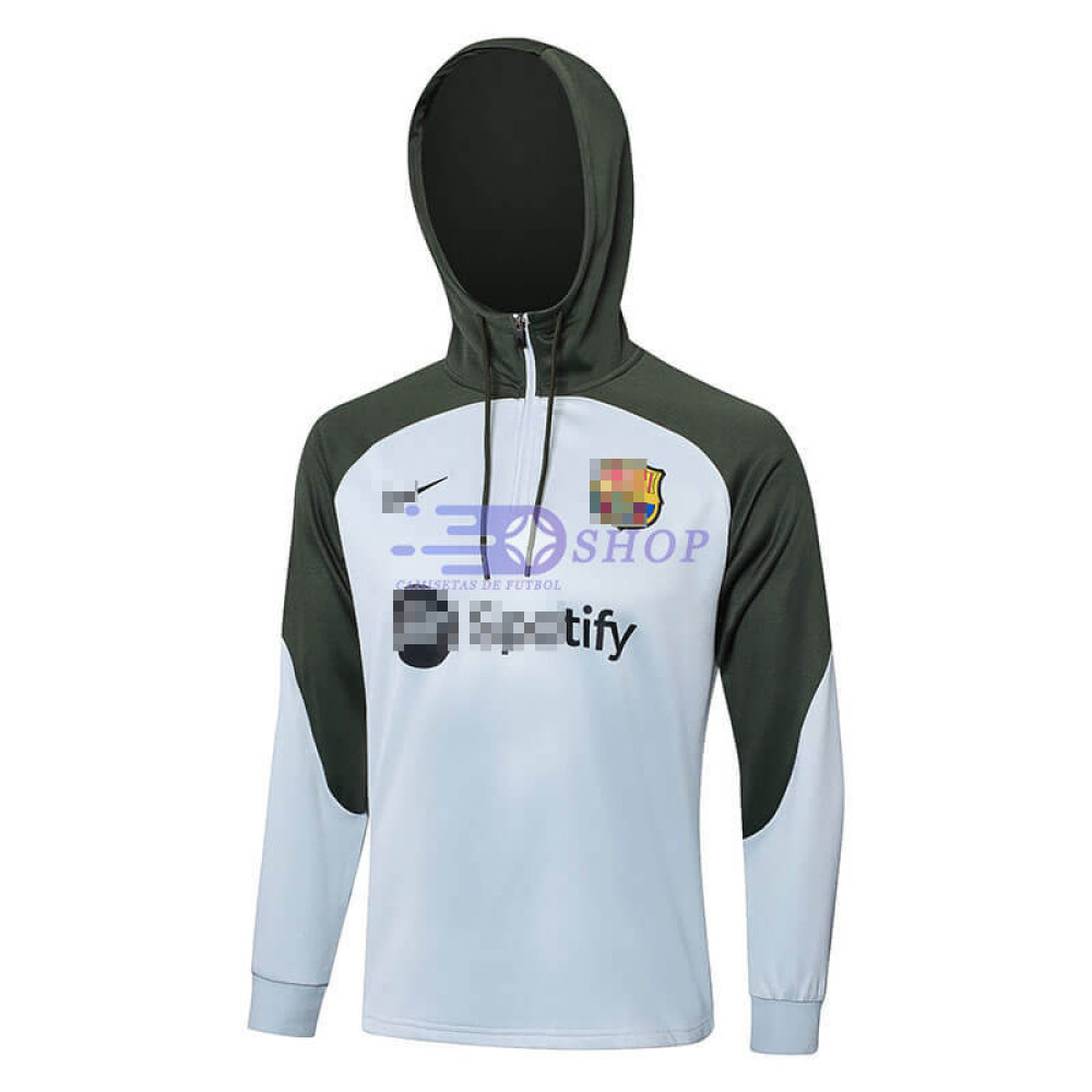 Sudadera de Entrenamiento Con Capucha Barcelona Gris/Verde 2023/2024