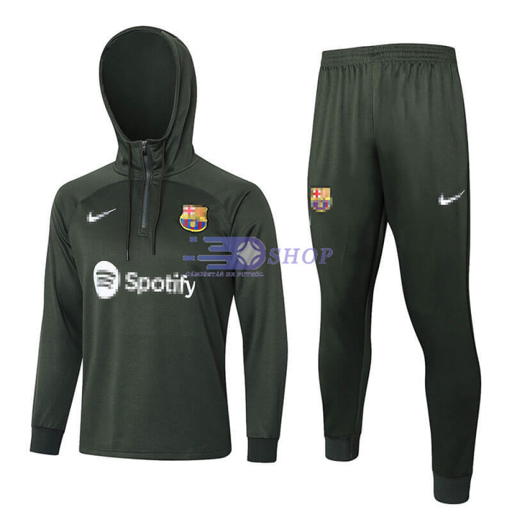 Sudadera de Entrenamiento Con Capucha Barcelona Verde Oscuro 2023/2024 Kit