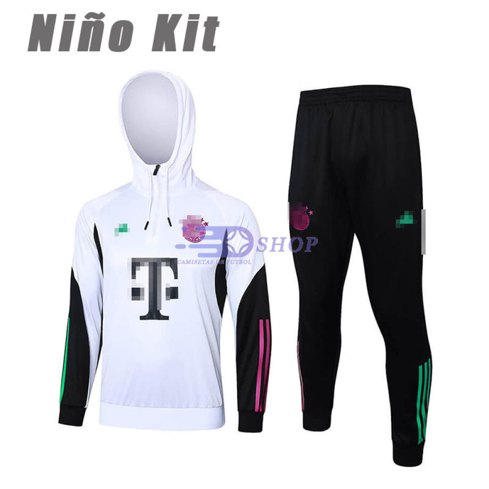 Sudadera de Entrenamiento Con Capucha Bayern Múnich Blanco 2023/2024 Niño Kit