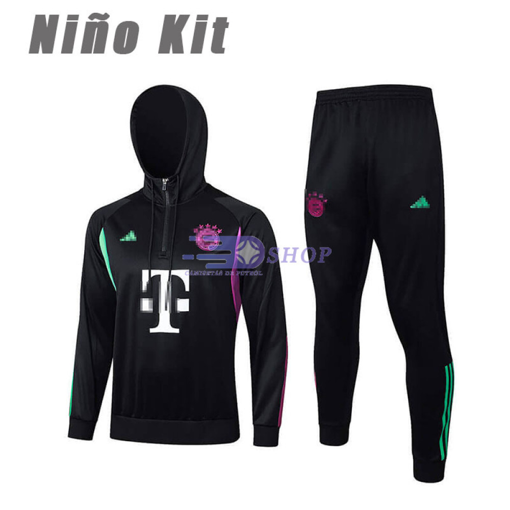 Sudadera de Entrenamiento Con Capucha Bayern Múnich Negro 2023/2024 Niño Kit