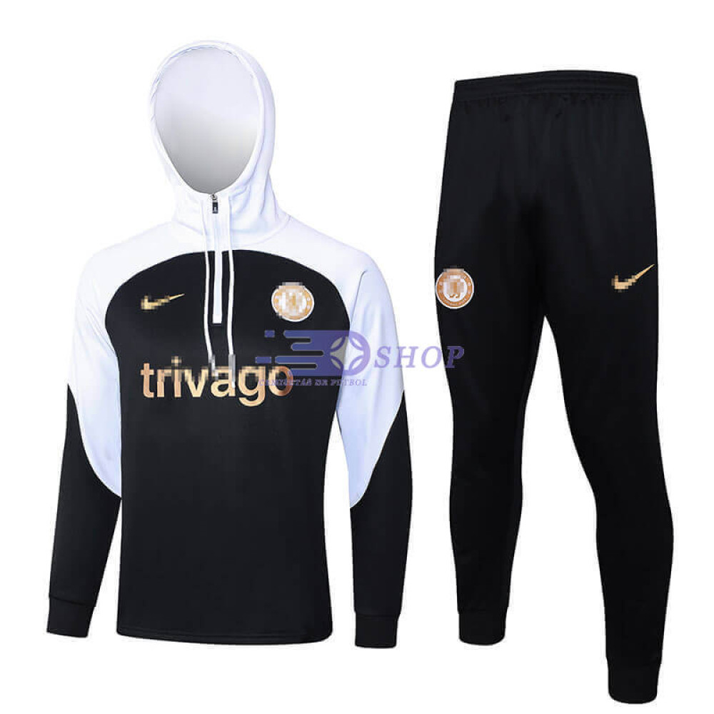 Sudadera de Entrenamiento Con Capucha Chelsea Negro/Blanco 2023/2024 Kit