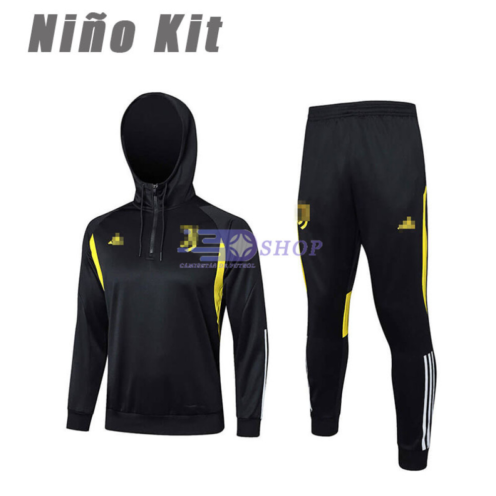Sudadera de Entrenamiento Con Capucha Juventus Negro 2023/2024 Niño Kit