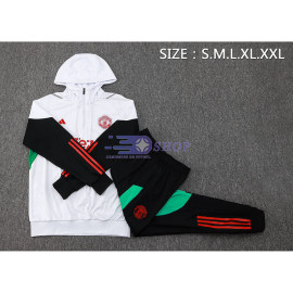 Sudadera De Entrenamiento Con Capucha Manchester United Blanco/Negro 2023/2024