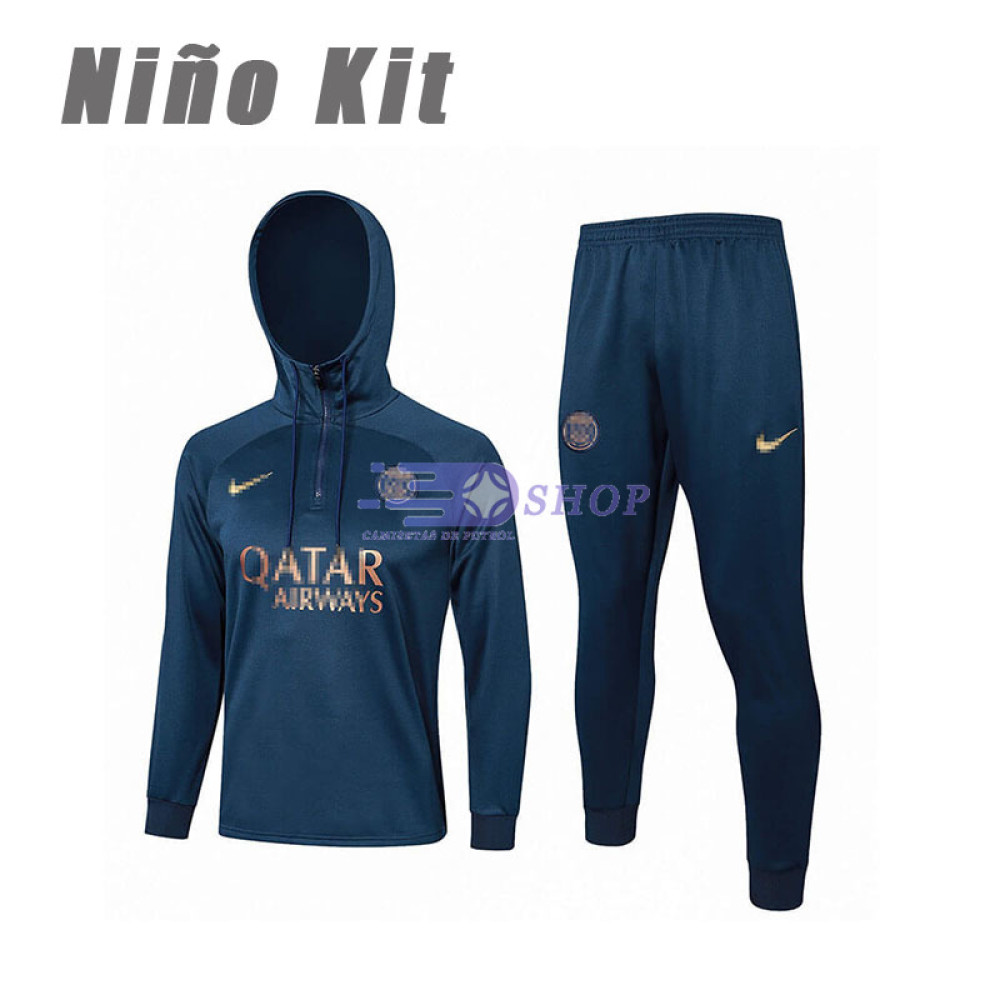 Sudadera de Entrenamiento Con Capucha PSG Azul Marino 2023/2024 Niño Kit