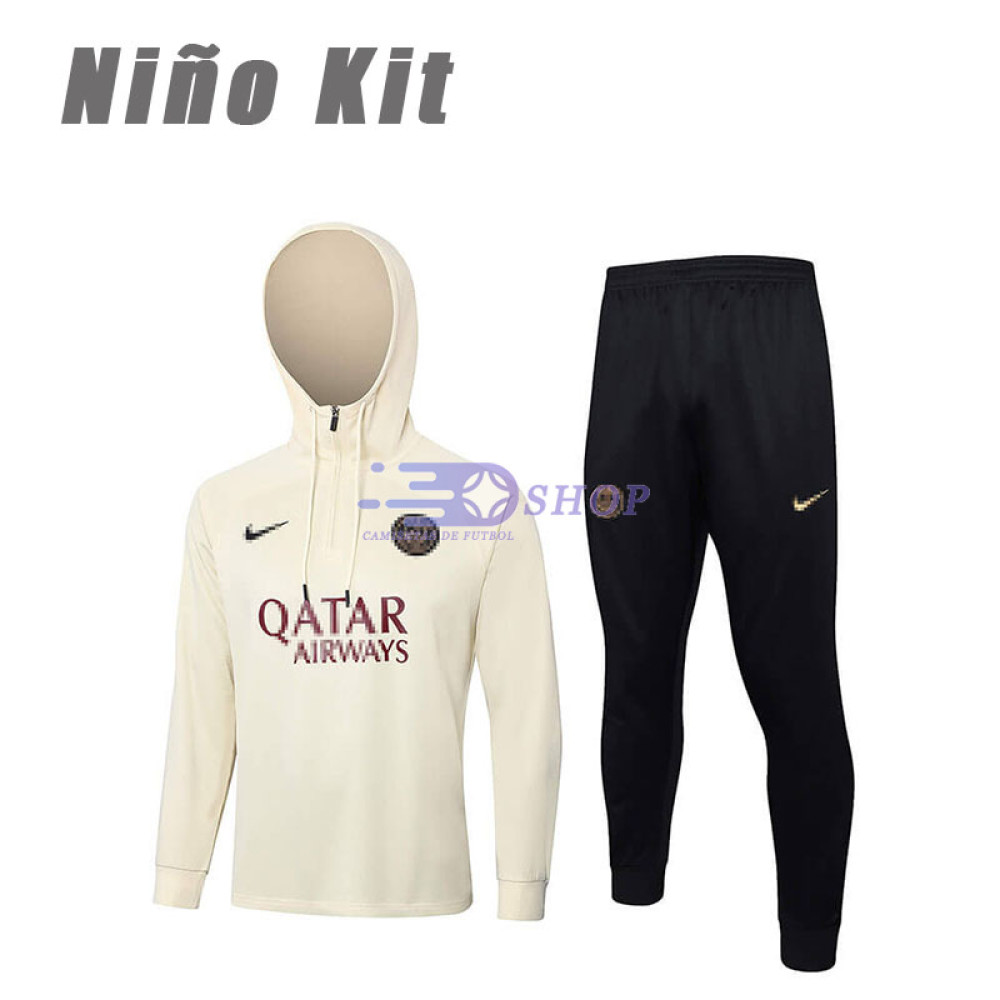 Sudadera de Entrenamiento Con Capucha PSG Beige 2023/2024 Niño Kit