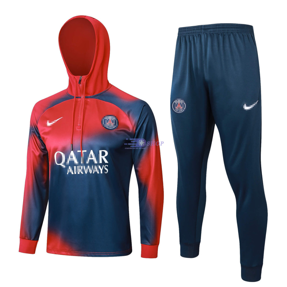 Sudadera de Entrenamiento Con Capucha PSG Rojo/Azul 2023/2024 Kit