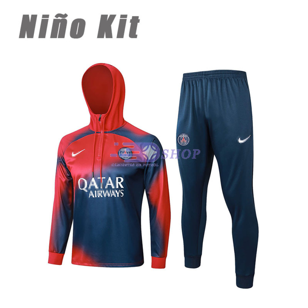 Sudadera de Entrenamiento Con Capucha PSG Rojo/Azul 2023/2024 Niño Kit