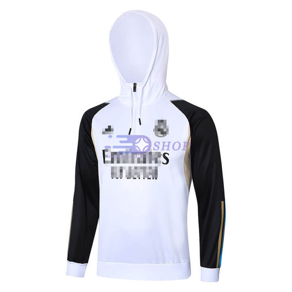 Sudadera de Entrenamiento Con Capucha Real Madrid Blanco/Negro 2023/2024