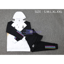 Sudadera de Entrenamiento Con Capucha Real Madrid Blanco/Negro 2023/2024