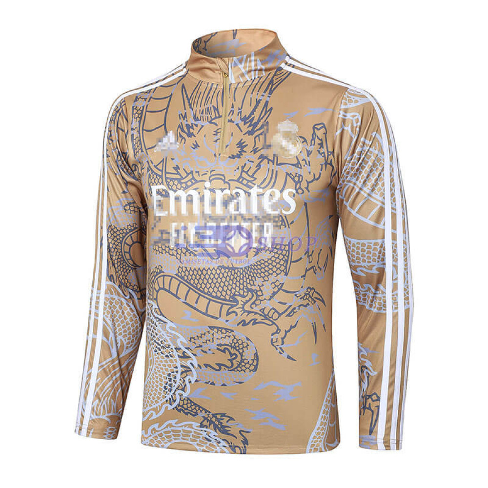 Sudadera De Entrenamiento Con Capucha Real Madrid Beige con Estampado 2023/2024