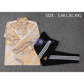 Sudadera De Entrenamiento Con Capucha Real Madrid Beige con Estampado 2023/2024