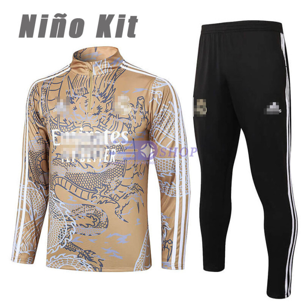 Sudadera De Entrenamiento Real Madrid Beige con Estampado 2023/2024 Niño Kit