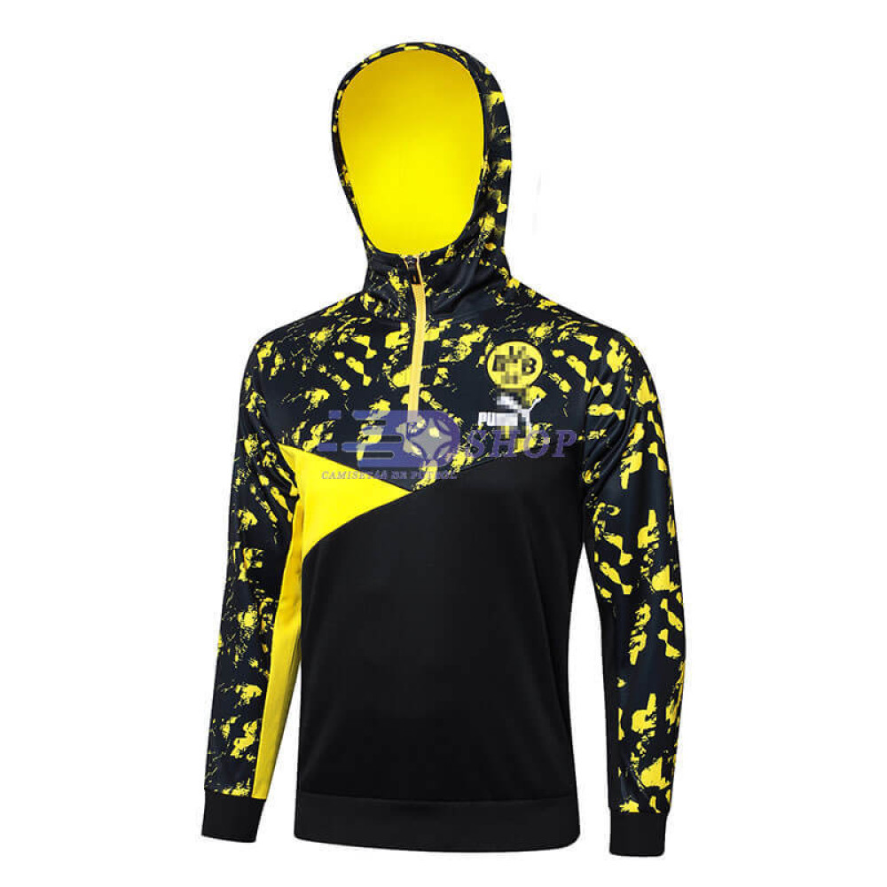 Sudadera de Entrenamiento Con Capucha Borussia Dortmund Negro/Amarillo con Estampado 2024/2025