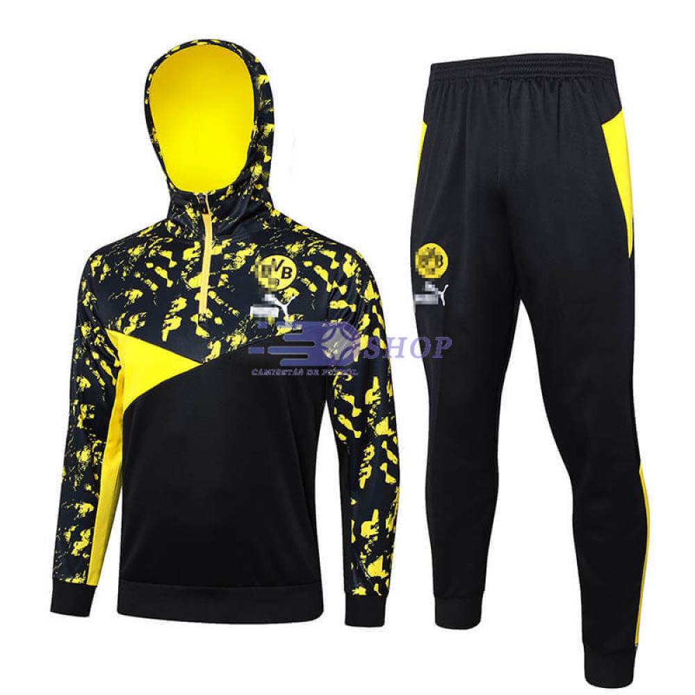Sudadera de Entrenamiento Con Capucha Borussia Dortmund Negro/Amarillo con Estampado 2024/2025 Kit