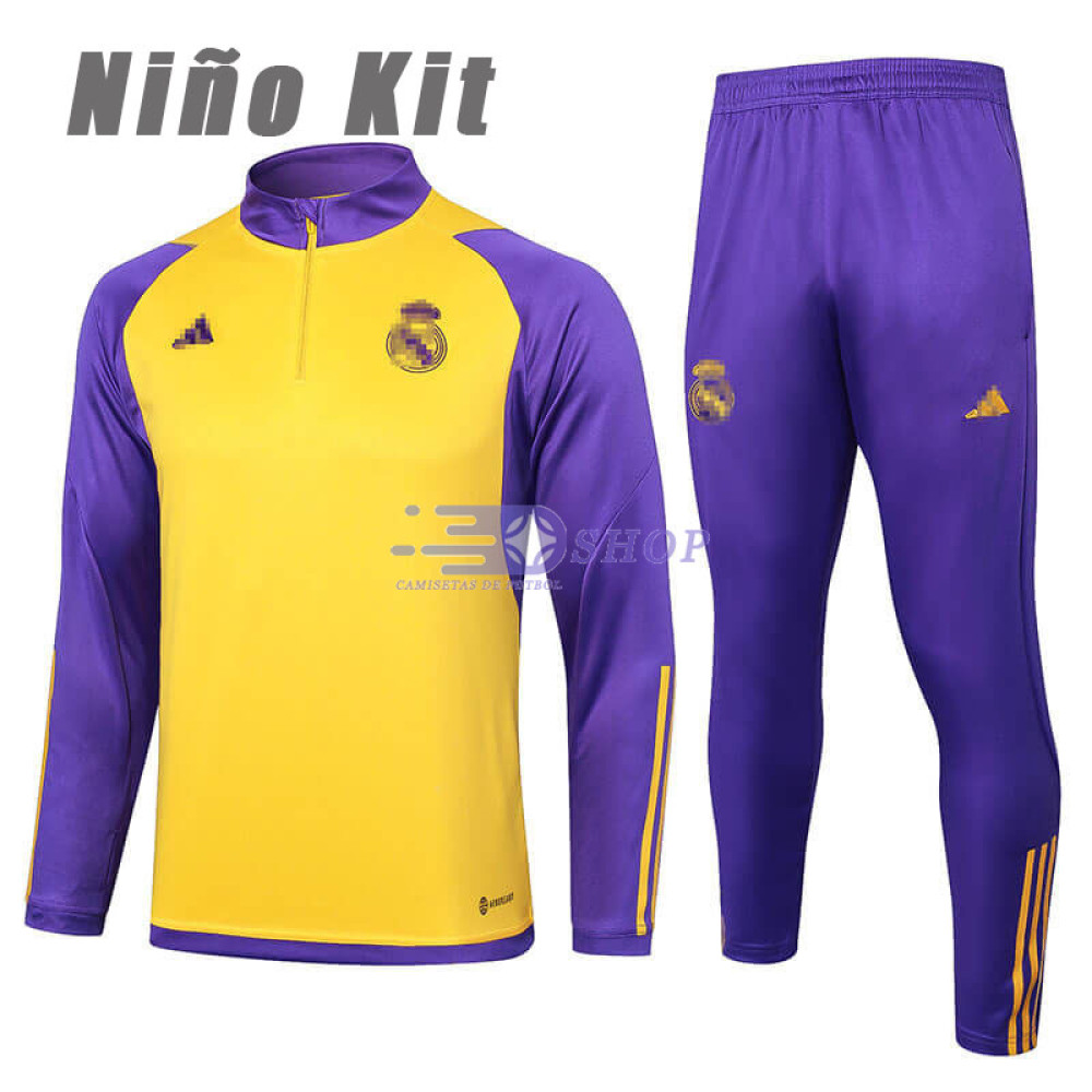 Sudadera De Entrenamiento Real Madrid Amarillo/Morado 2024/2025 Niño Kit