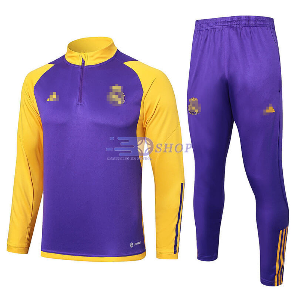 Sudadera De Entrenamiento Real Madrid Morado/Amarillo 2024/2025 Kit