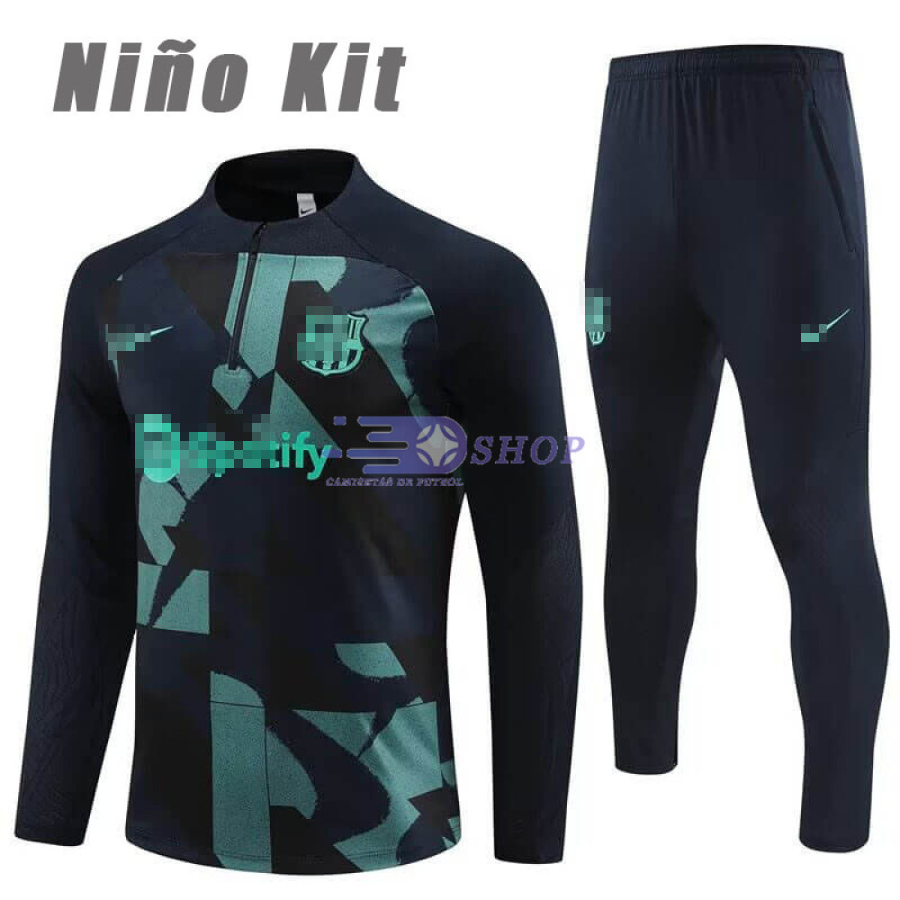 Sudadera De Entrenamiento Barcelona Azul Marino Camuflaje 2024/2025 Niño Kit