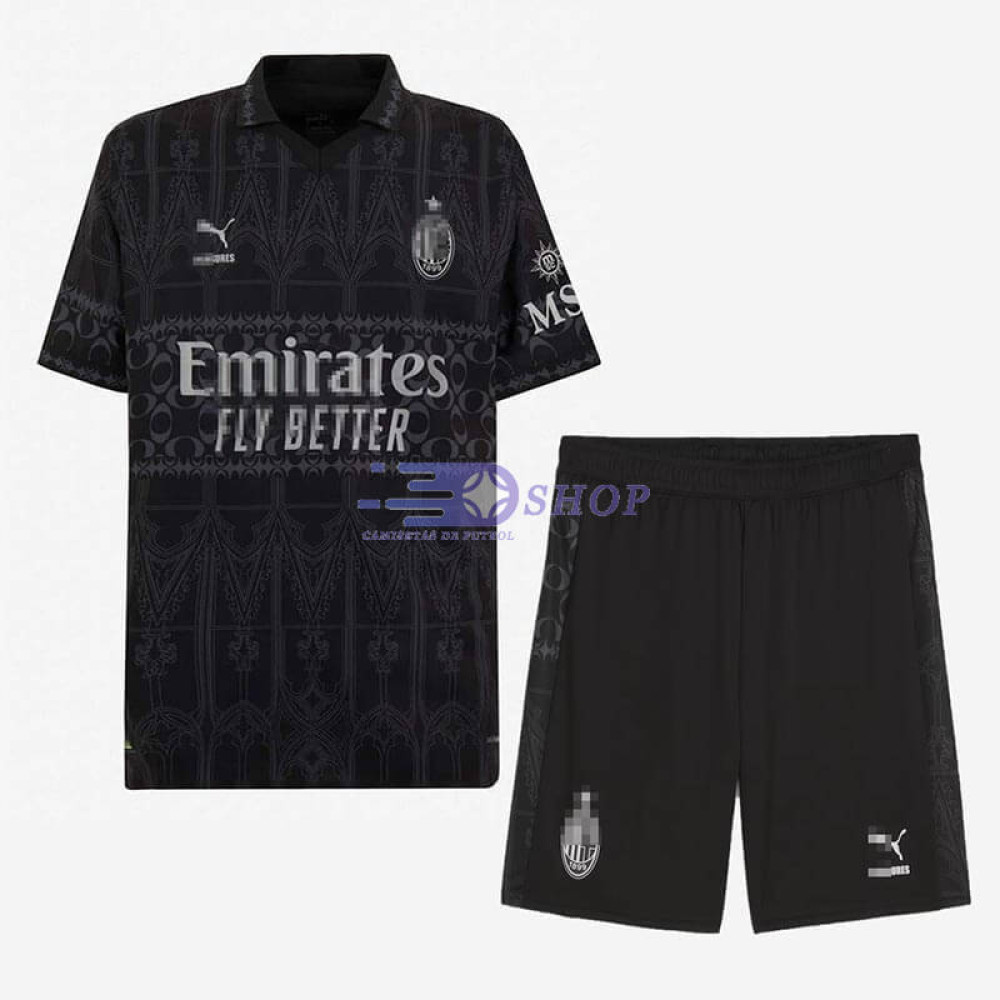 Camiseta AC Milan 2023/2024 4ª Equipación Negro Niño Kit