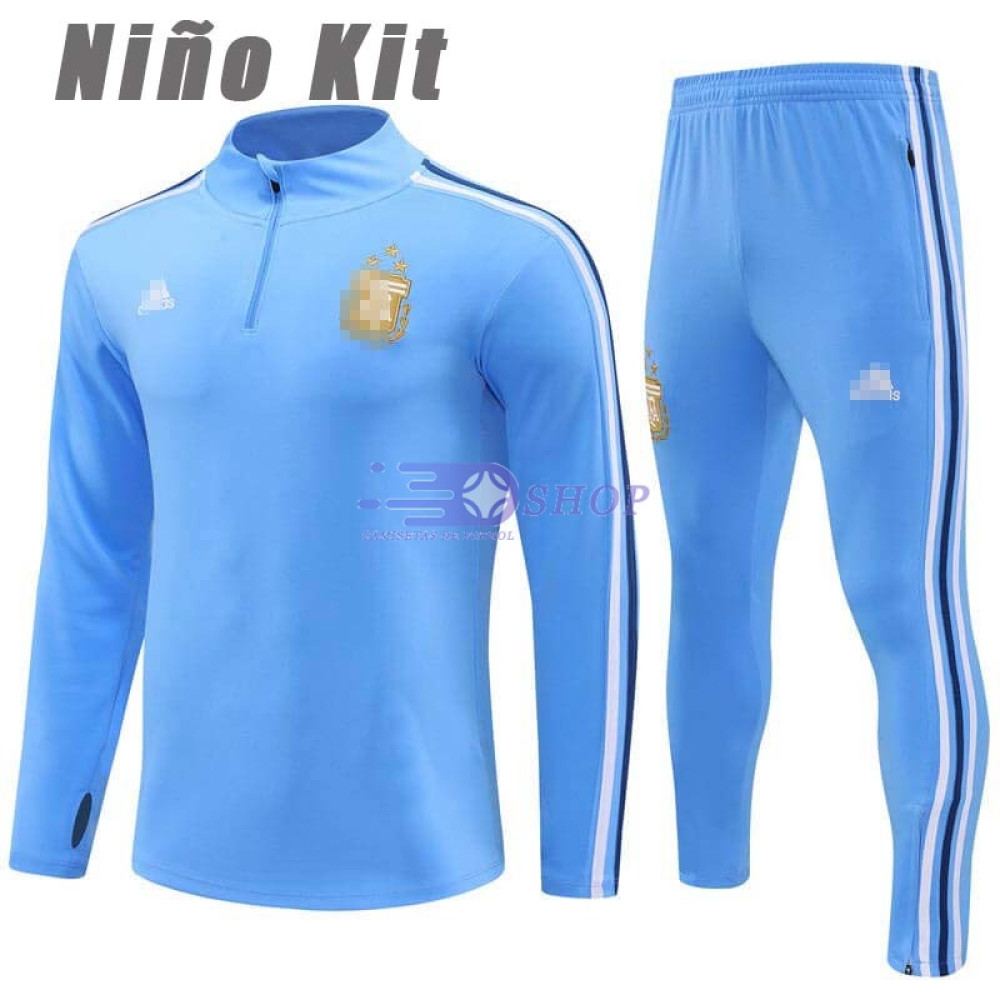 Sudadera de Entrenamiento Argentina 2024 Azul Claro Niño Kit