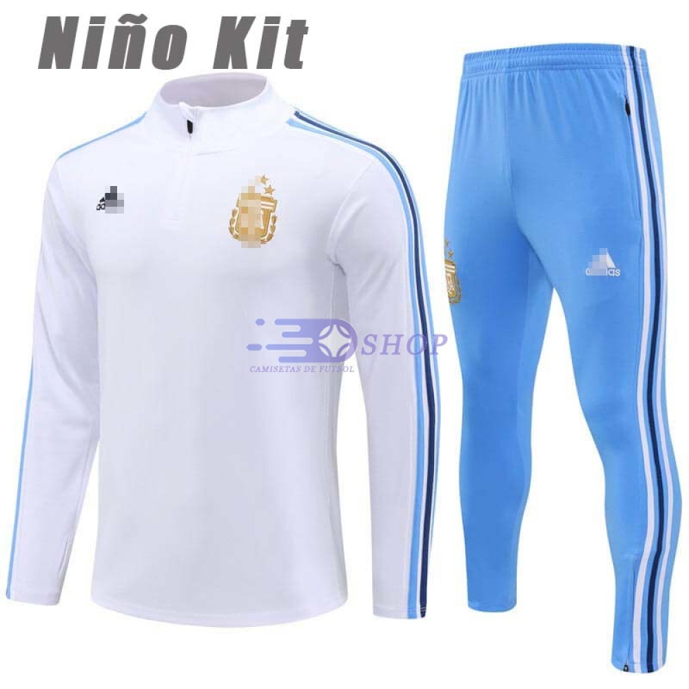 Sudadera de Entrenamiento Argentina 2024 Blanco Niño Kit