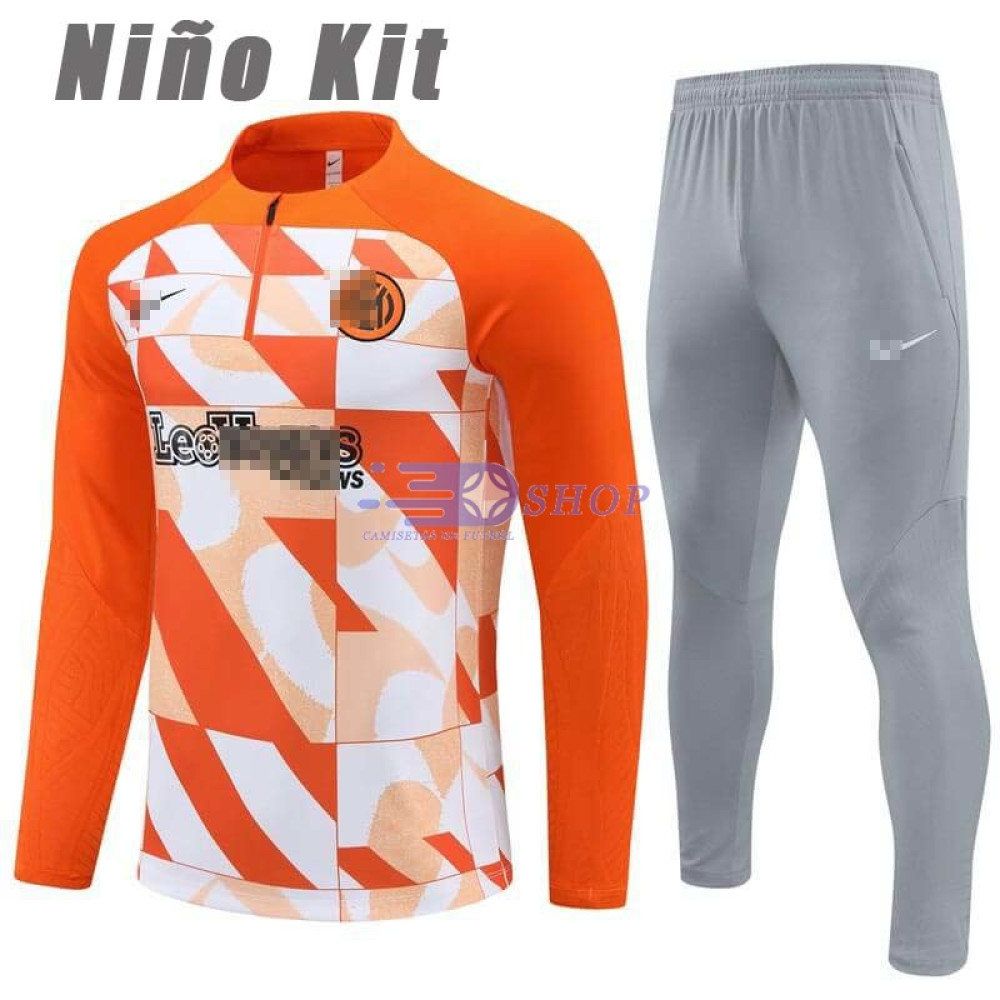 Sudadera de Entrenamiento Inter de Milán 2024/2025 Naranja/Blanco Niño Kit