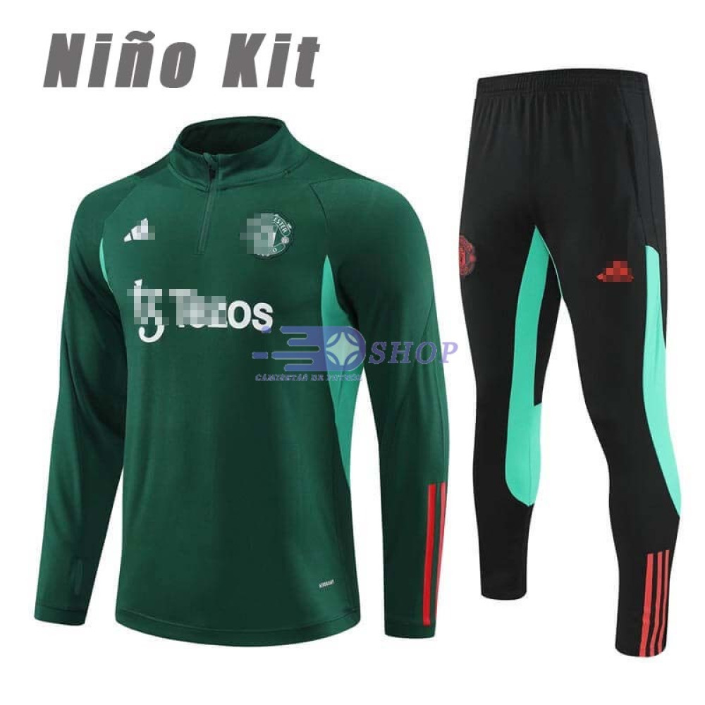 Sudadera de Entrenamiento Manchester United 2024/2025 Verde Oscuro Niño Kit